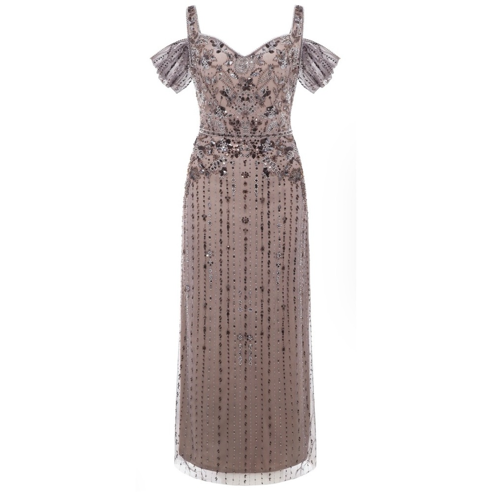 NEW Babeyond Refined Beaded Tulle Panel Evening Gown - Size 4